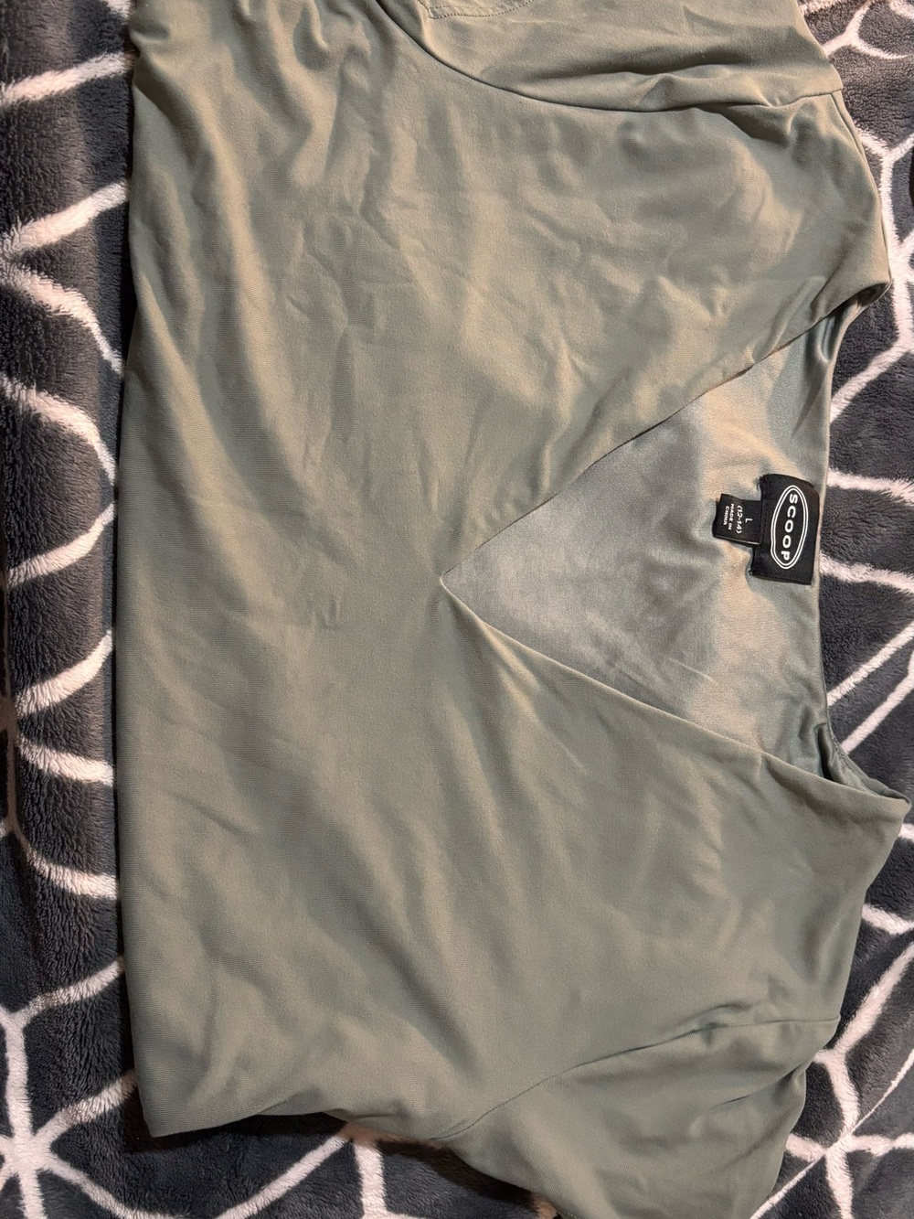 Scoop V-Neck Short Sleeve Tee in Olive Green, Pink, and Light Blue